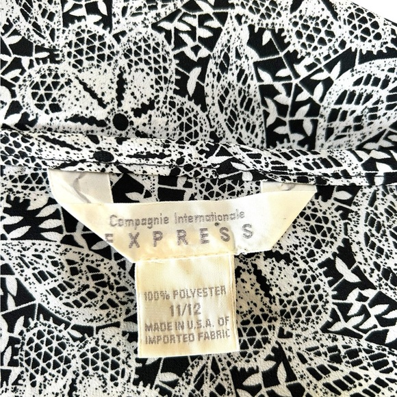 Express Womens Vintage Y2K 90s Floral Black White Slip Maxi Zip Dress Size 11/12 - Picture 5 of 5